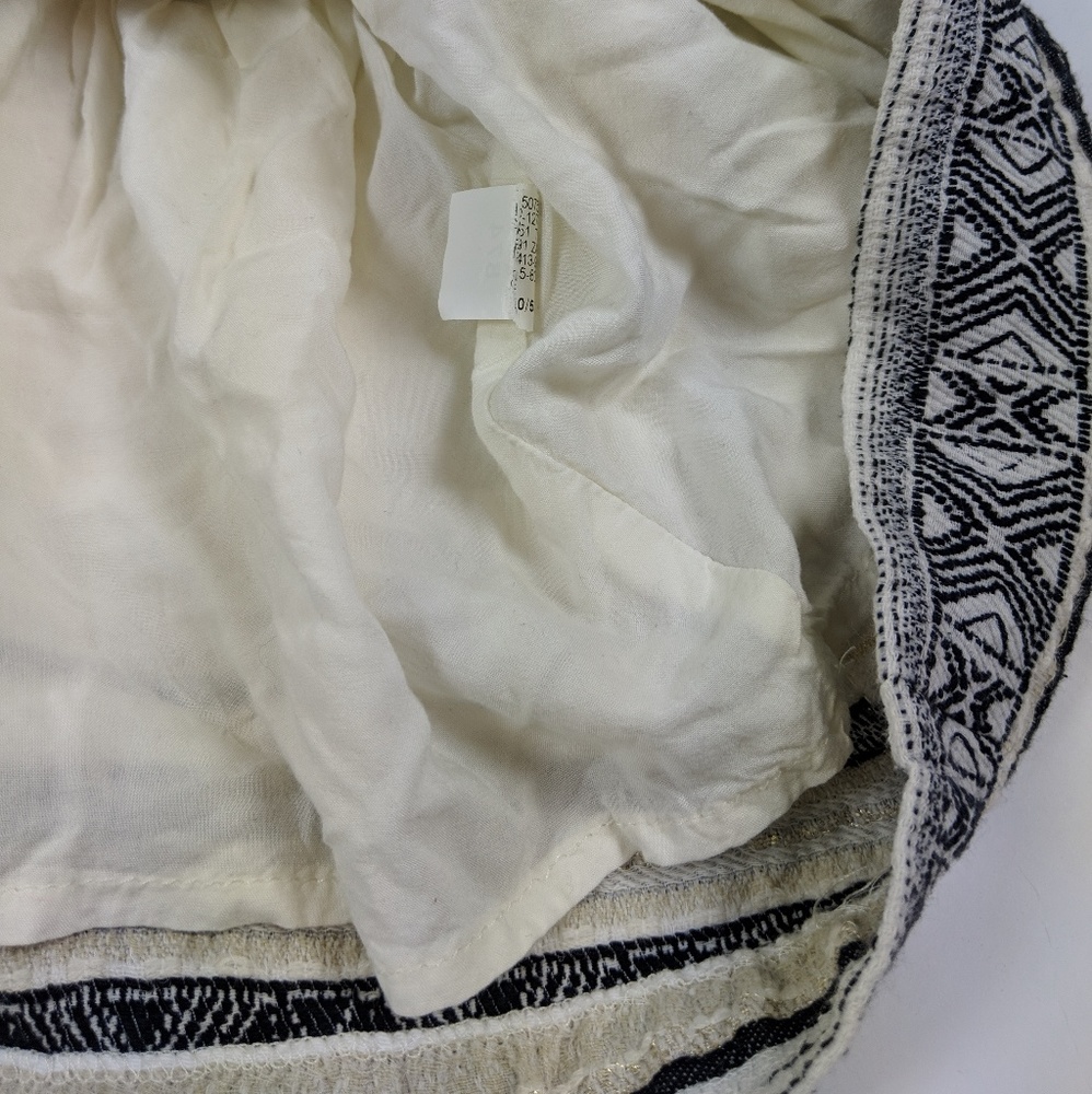 Zara Girls Cream Gold Striped Boho Skirt Brown Tie - Picture 2 of 4